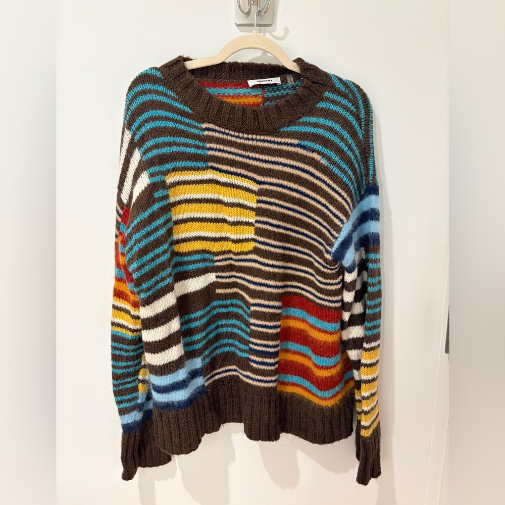 Daniel Guizio Colorful Striped Crew Neck Sweater